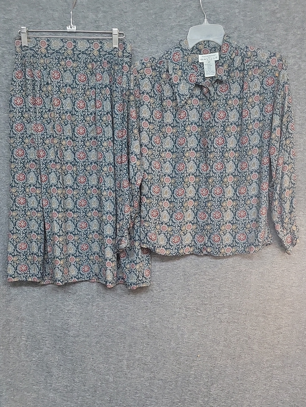 Vintage 80s Rena Rowan Womens Top(8) & Skirt(10) Set 100% Rayon